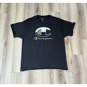 Champion Men’s Extra Large Black Spell-Out Size XL Graphic Short Sleeve T-Shirt